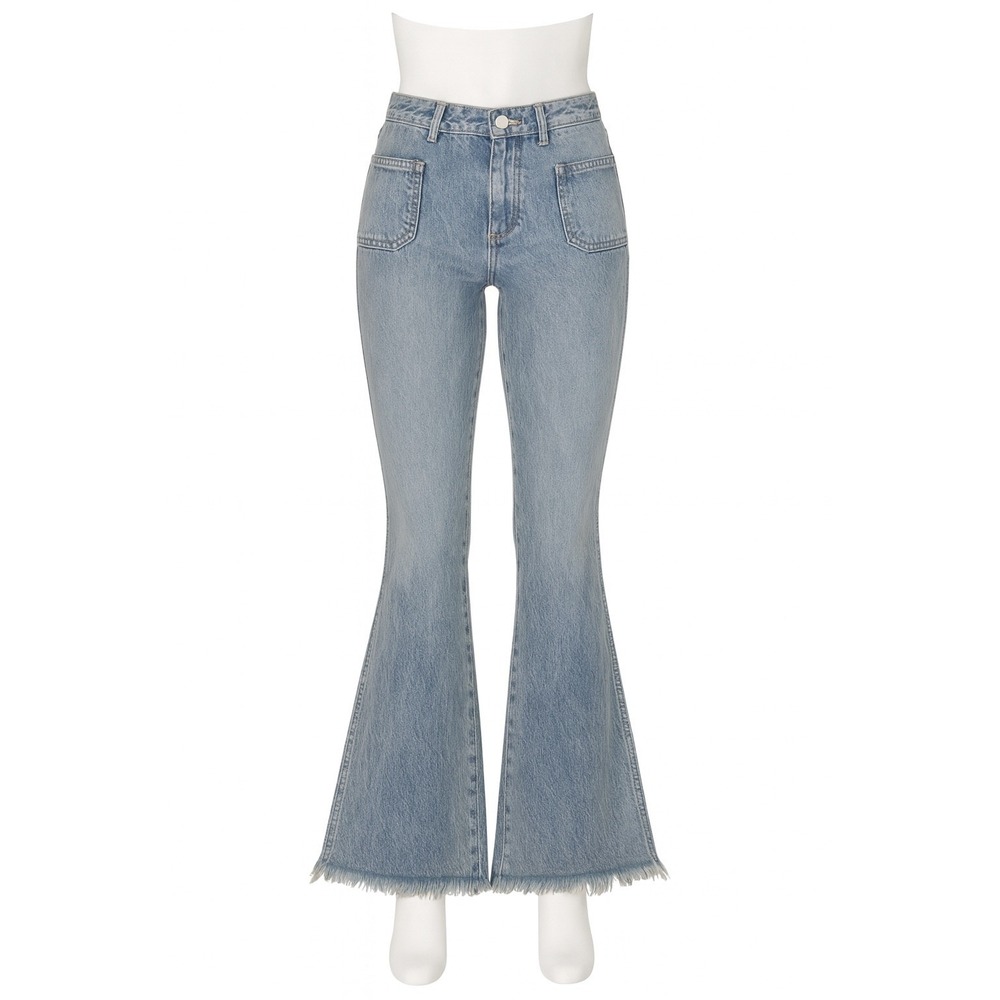 Free People Izzy Low Rise Flare Jeans Womens Size‎ 26 Frayed Hem Denim NEW NWT